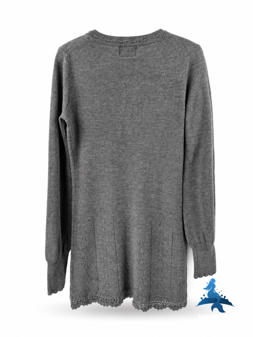 1314 FREE PEOPLE Embroidered Knit Tunic Sweater Tassel – XS – Gray - Picture 9 of 15